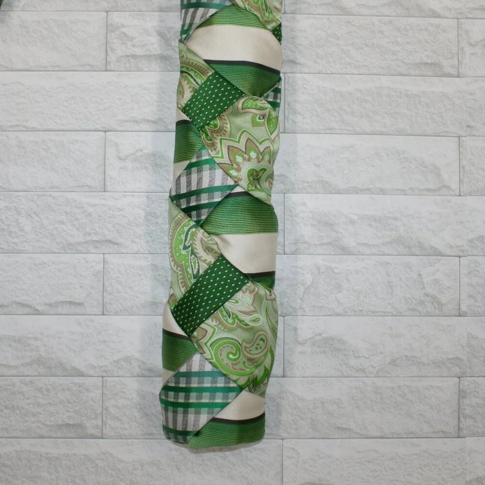 HAND CRAFTED Candy Cane Green Wreath Christmas Wall Art Decor Upcycled Necktie